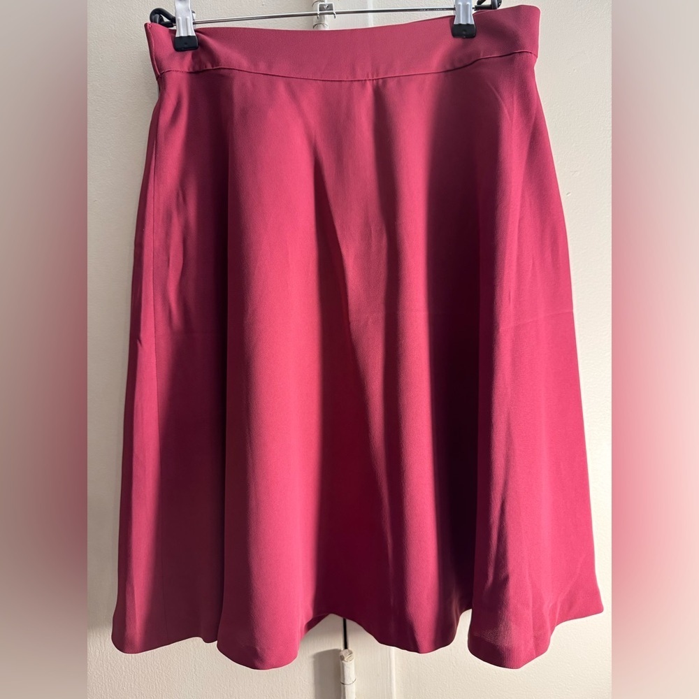Ann Taylor Flared Stretch Flouncy Midi Skirt Casual Formal Maroon 🩷 Sz 6